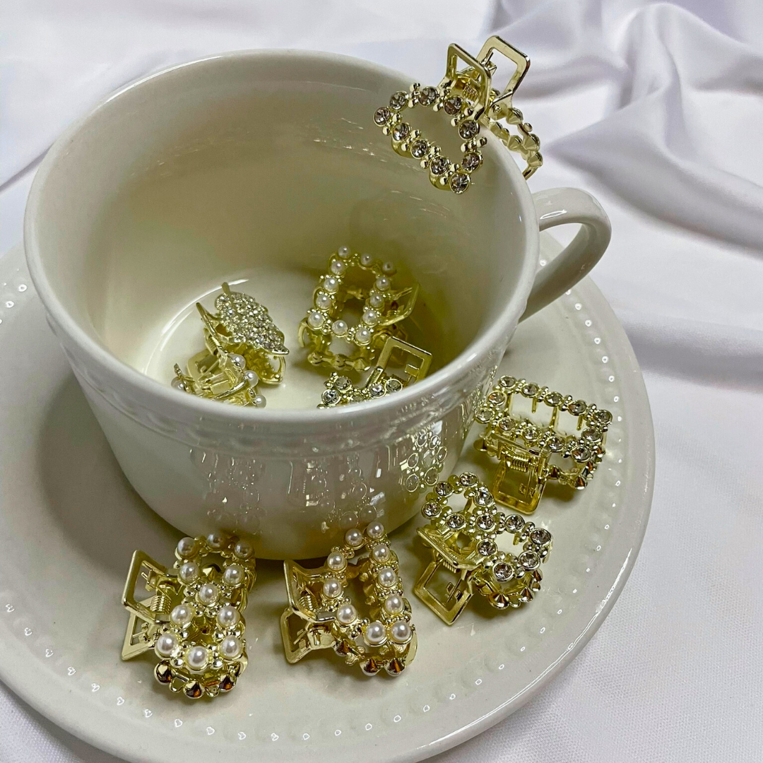 10 pcs Imitation Pearl & Rhinestone Hair Claw Clips