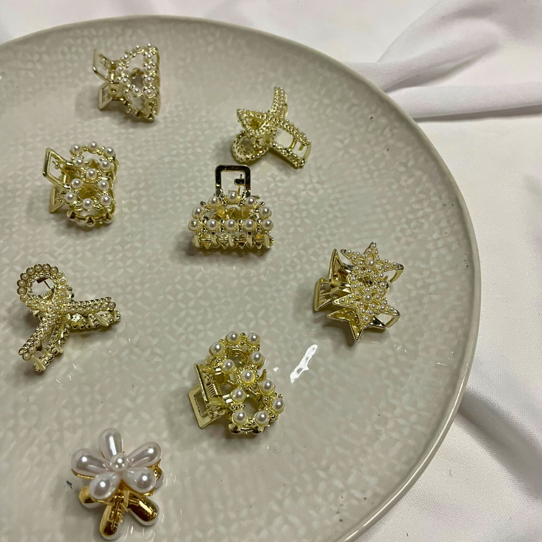 10 pcs Imitation Pearl & Rhinestone Hair Claw Clips