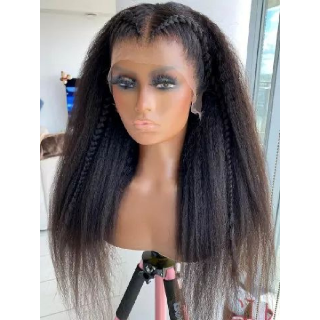 Kinky Straight Full Frontal Yaki Wig Natural Colour