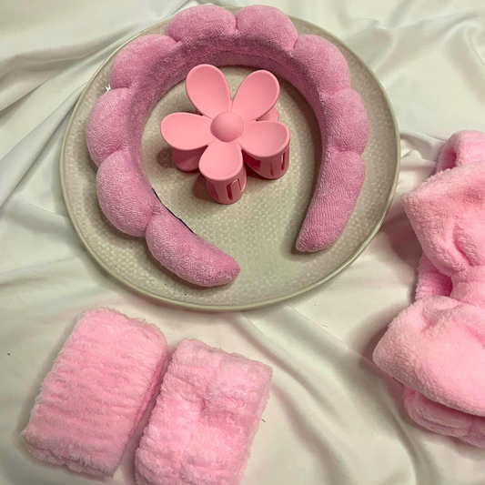 5pcs Headband, Wristbands for Skin Care with With Hair Clips