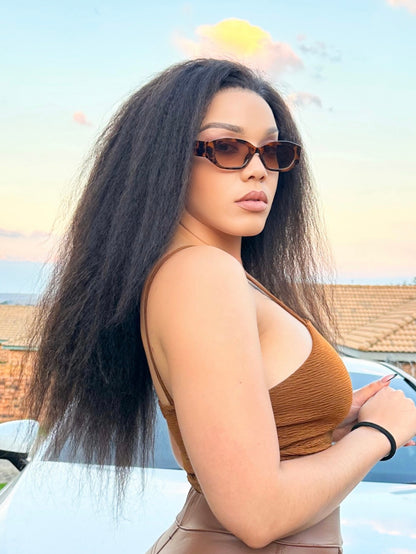 Kinky Straight Full Frontal Yaki Wig Natural Colour