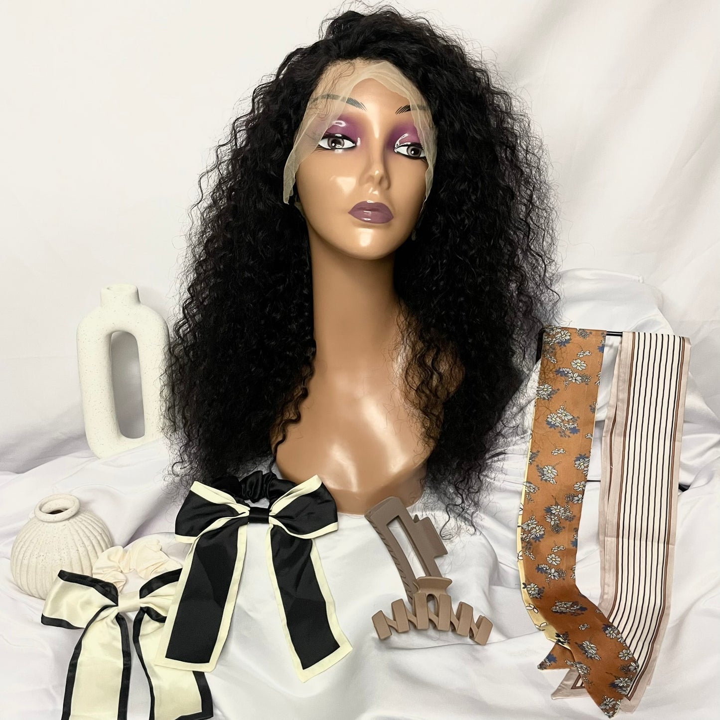 Curly full frontal 22 inch wig mothers day set