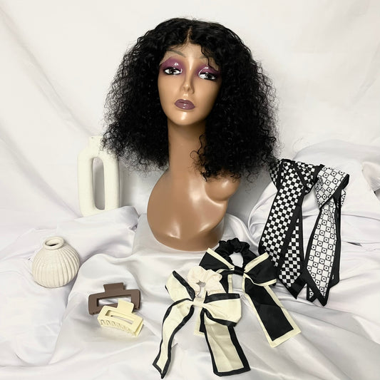 Super double drawn Curly 14 inch wig mothers day set