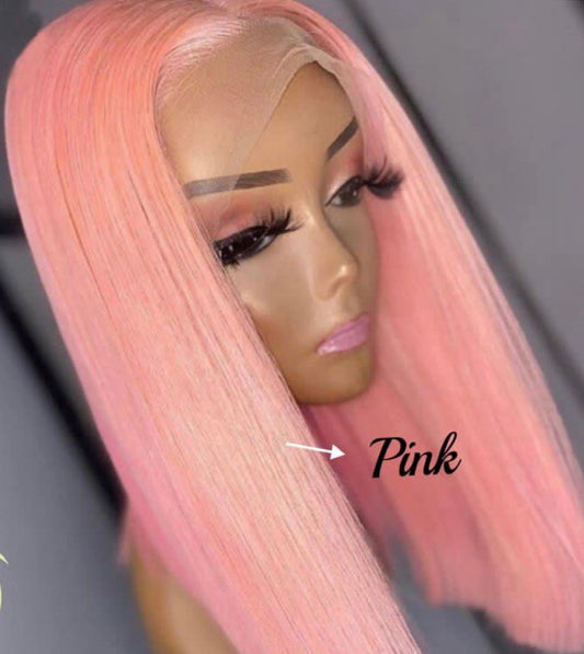 13A Pink Full Frontal Bob Wig