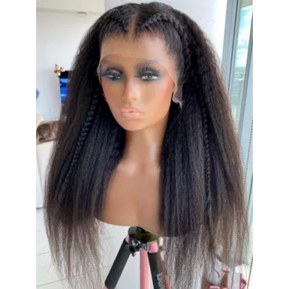 Kinky Straight Full Frontal Yaki Wig Natural Colour