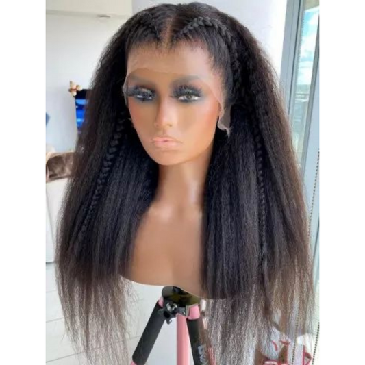 Kinky Straight Full Frontal Yaki Wig Natural Colour